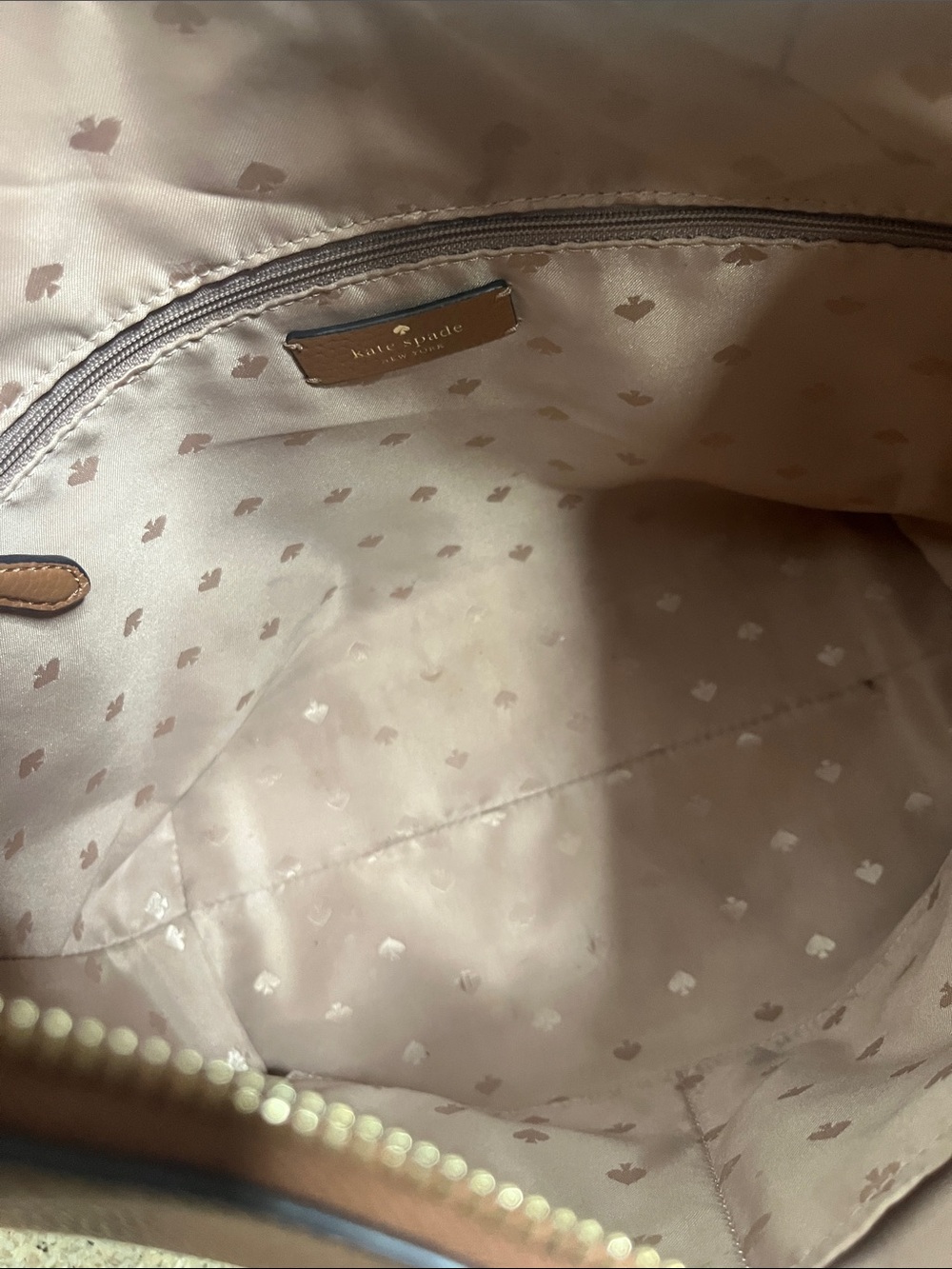 Kate Spade Zippy  Pebbled Leather Hobo Bag gingerbread brown color - Picture 11 of 13